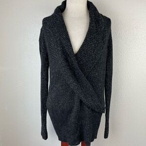 Black and Metallic Silver Sweater Top Size M EUC